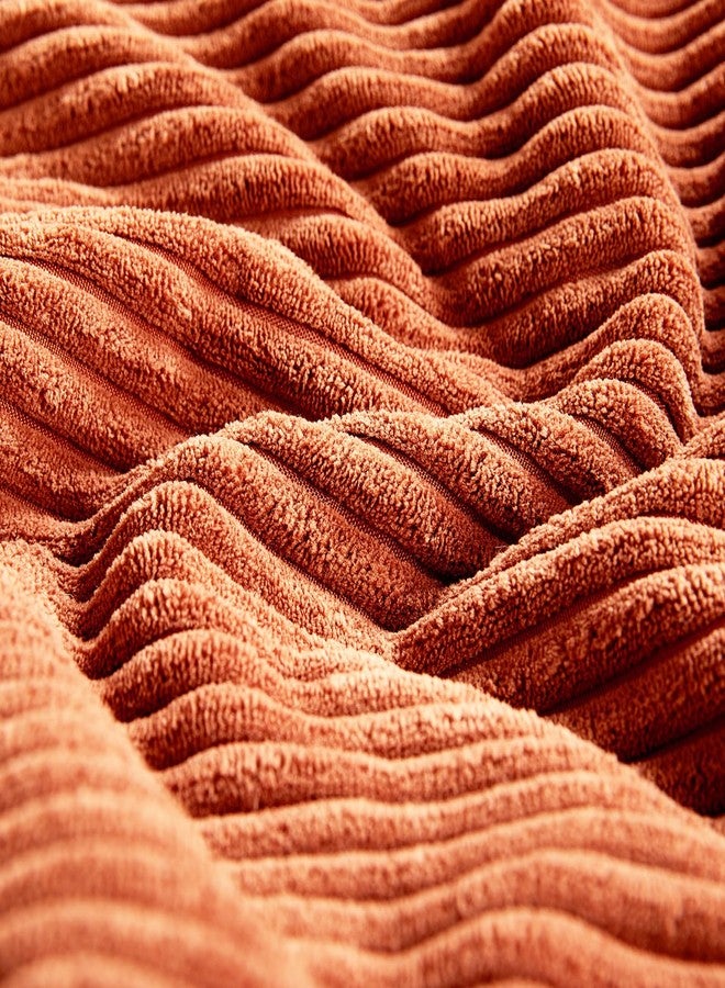 Fancy Homi Set of 2 Burnt Orange Long Lumbar Decorative Throw Pillow Covers 12x24 Inch for Living Room Couch Bed, Boho Farmhouse Fall Home Decor, Soft Corduroy Corss Textured Cushion Case 30x60 cm - Image 5